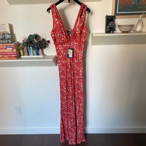 GIOVANNI BEDIN VISCOSE LONG DRESS WITH FLORAL PRINT